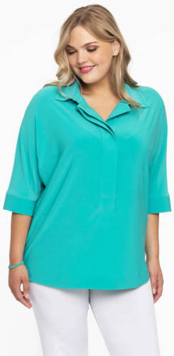 Yoek top DOLCE van travelstof turquoise