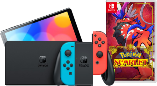 Nintendo Switch OLED Rood/Blauw + Pokémon Scarlet