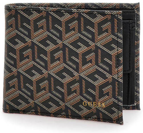 Guess portemonnee Ederlo met logoprint zwart/bruin