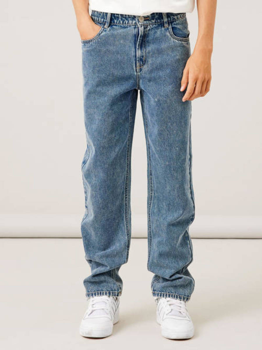 LMTD straight fit jeans NLMTONEIZZA dark blue denim