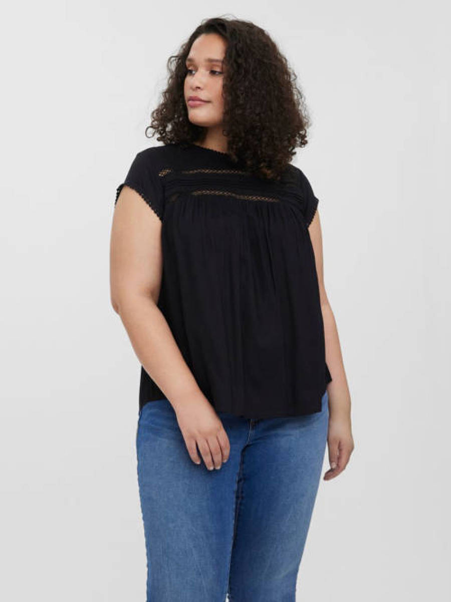 VERO MODA CURVE top met plooien zwart