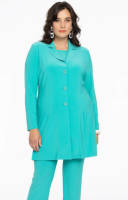 Yoek blazer DOLCE van travelstof turquoise