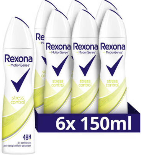 Rexona Women Stress Control Anti-transpirant deodorant spray - 6 x 150 ml - voordeelverpakking