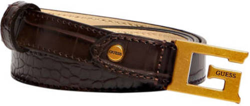 Guess riem met crocoprint donkerbruin