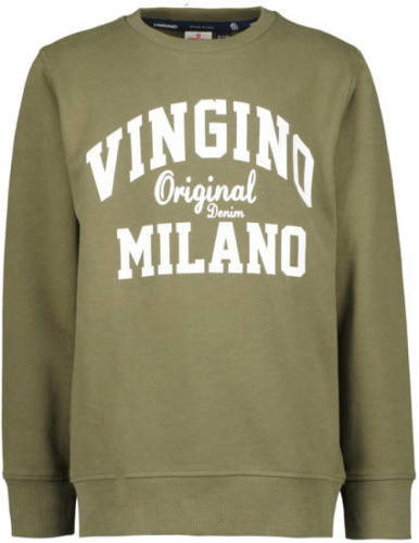 Vingino sweater met logo army groen