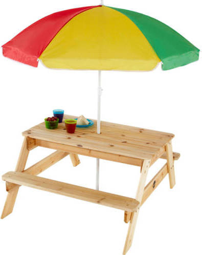 Plum houten kinderpicknicktafel met parasol