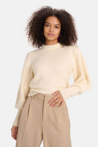 Shoeby Eksept top BOUCLE KNIT met wol ecru