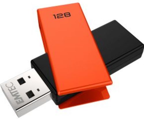 Emtec C350 Brick USB flash drive 128 GB USB Type-A 2.0 Zwart, Oranje