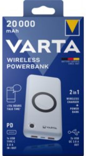 Varta 57909 101 111 powerbank Lithium-Polymeer (LiPo) 20000 mAh Draadloos opladen Wit