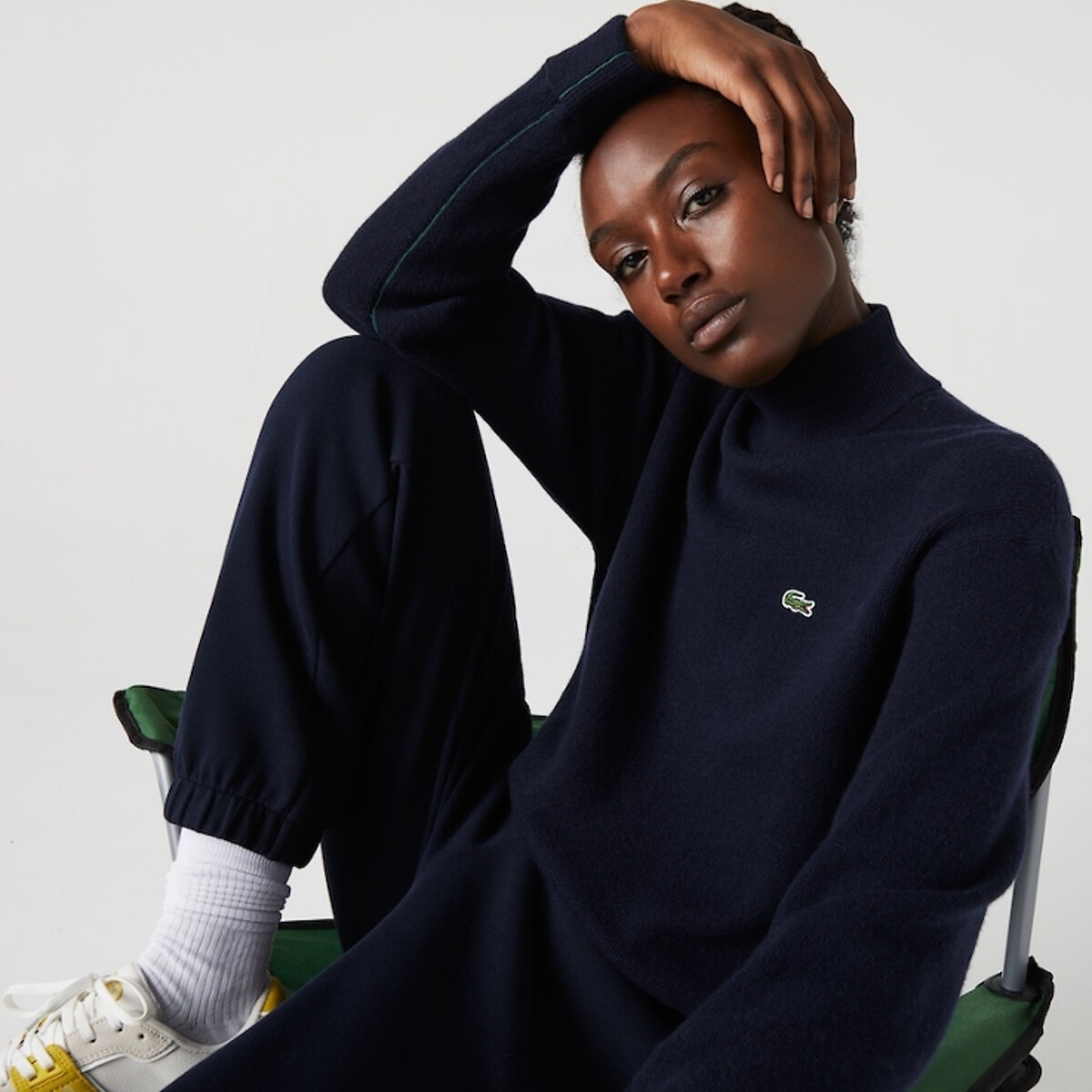 Lacoste Effen trui met opstaande kraag in wol