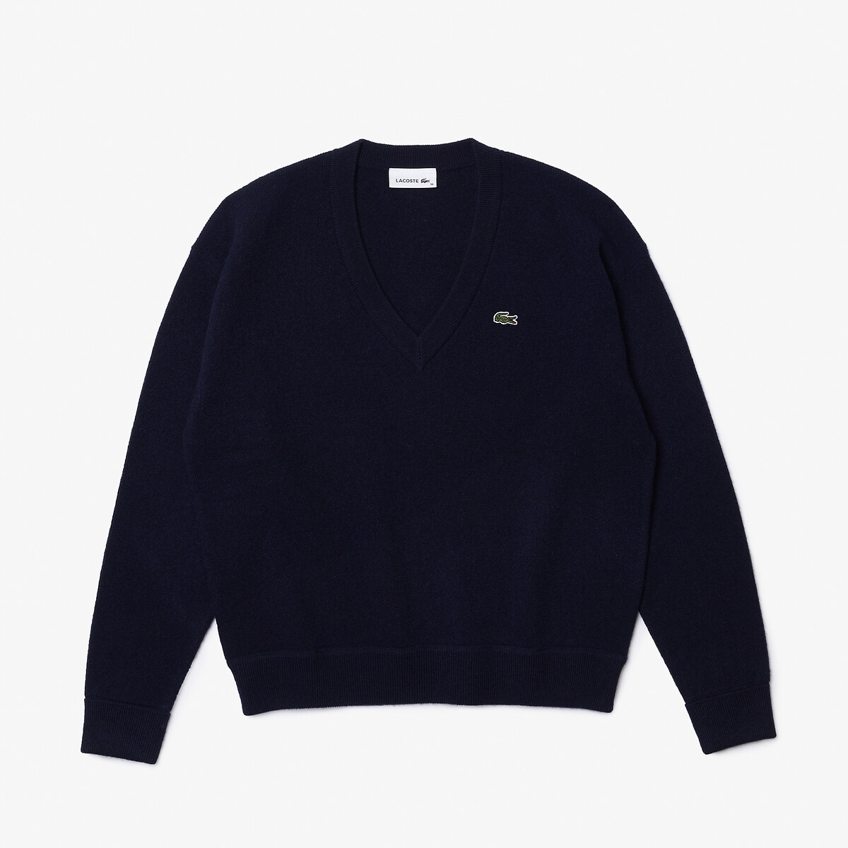 Lacoste Effen trui met V-hals in wol