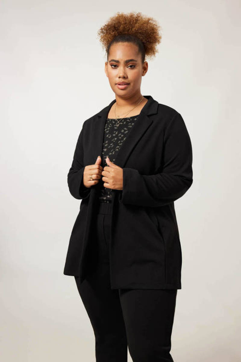 Miss Etam Plus blazer Maureen zwart