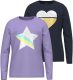 NAME IT KIDS longsleeve NKFBISTAR - set van 2 met pailletten lila/donkerblauw