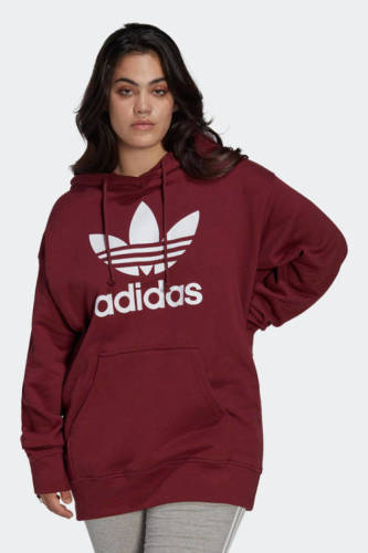 adidas Originals Plus Size hoodie donkerrood/wit