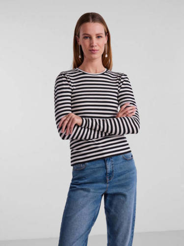 PIECES gestreepte top PCRUKA zwart/wit