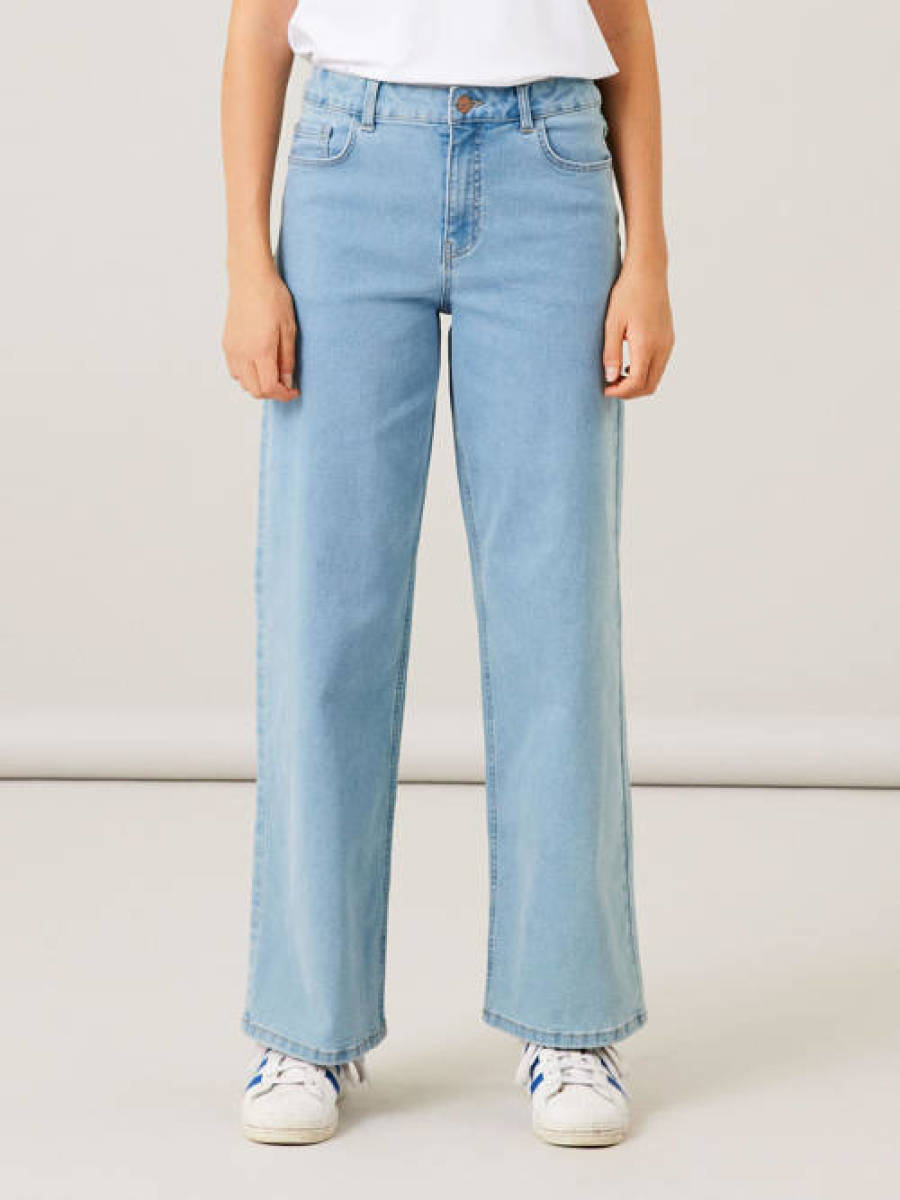 LMTD high waist wide leg jeans NLFTAULSINE light blue denim