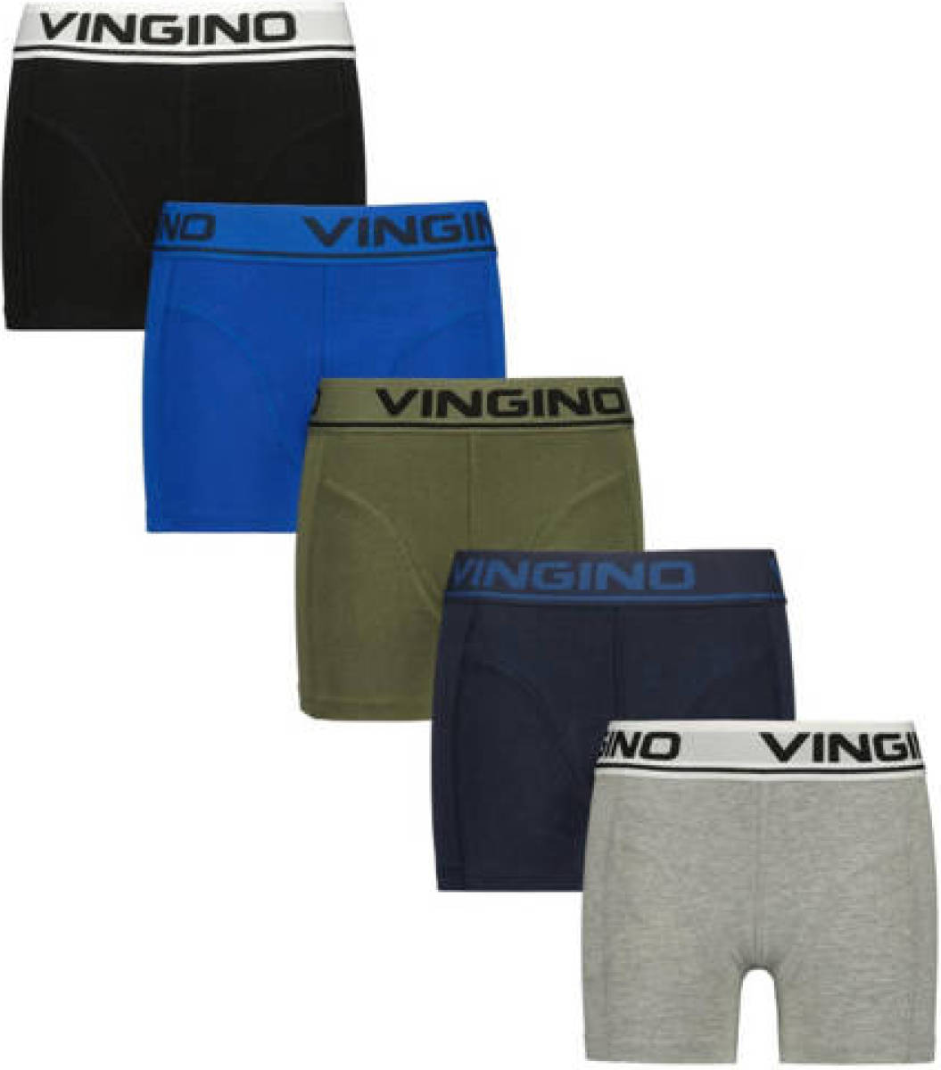 Vingino boxershort - set van 5 grijs/blauw/zwart