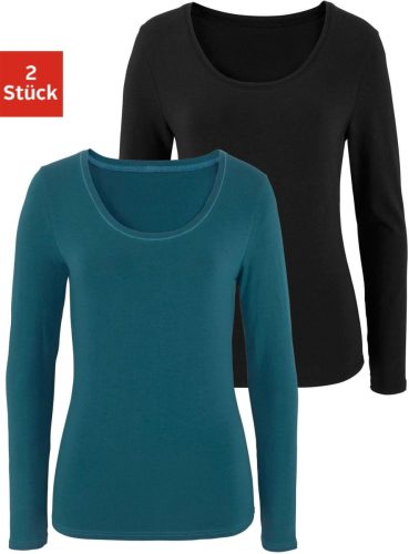 Vivance Shirt met lange mouwen elastische katoenkwaliteit (Set van 2)