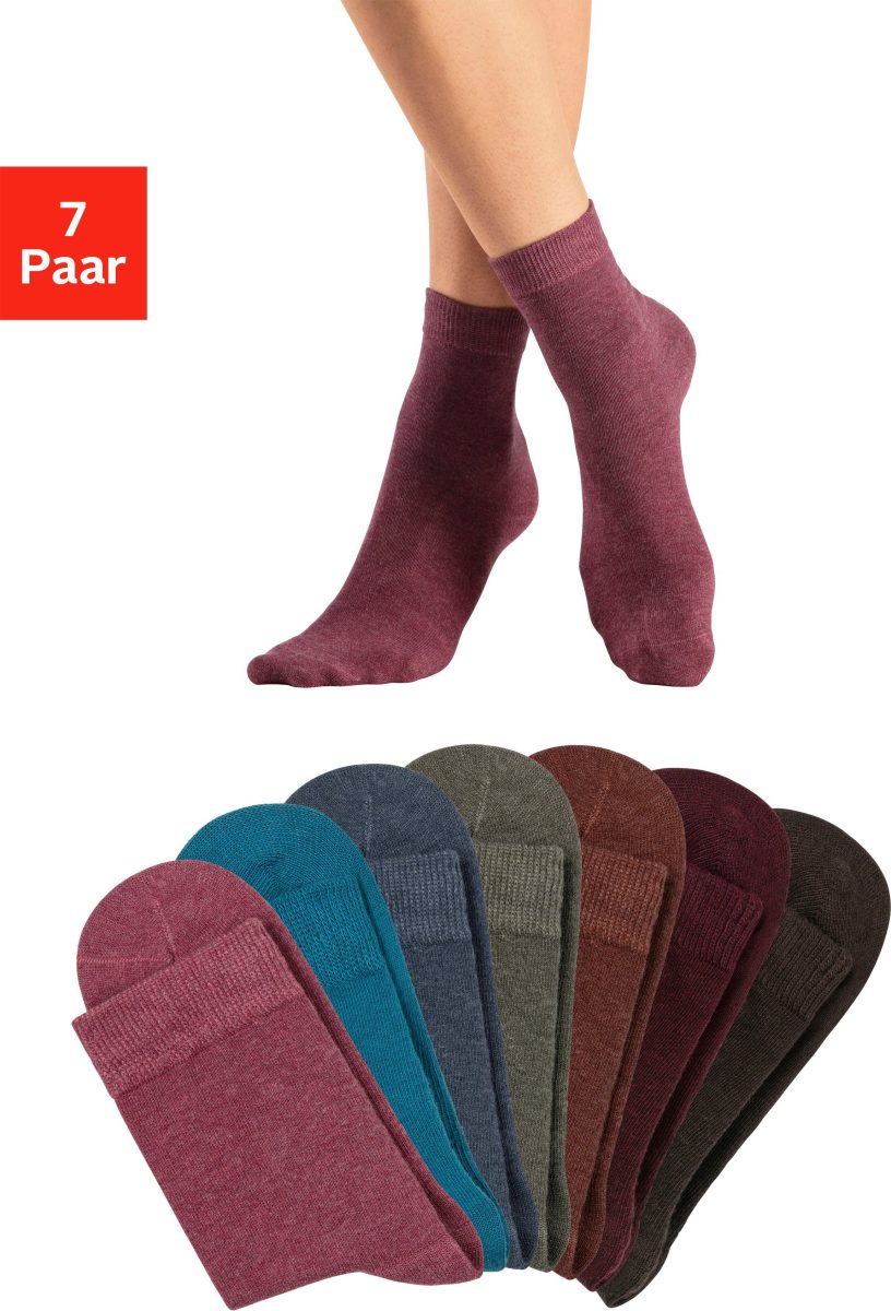 Lascana Basic sokken in kleurrijke mêleekleuren (set, 7 paar)