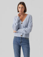 VERO MODA grofgebreid vest VMLEA lichtblauw