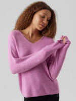 VERO MODA ribgebreide trui VMCREWLEFILE roze