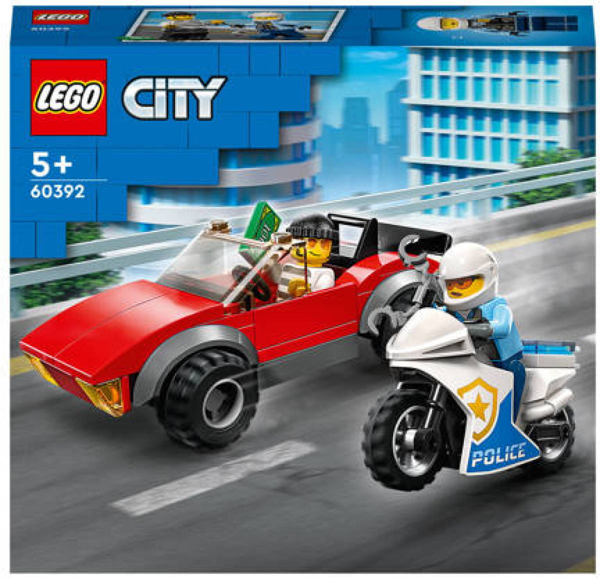 LEGO City Achtervolging auto op politiemotor 60392