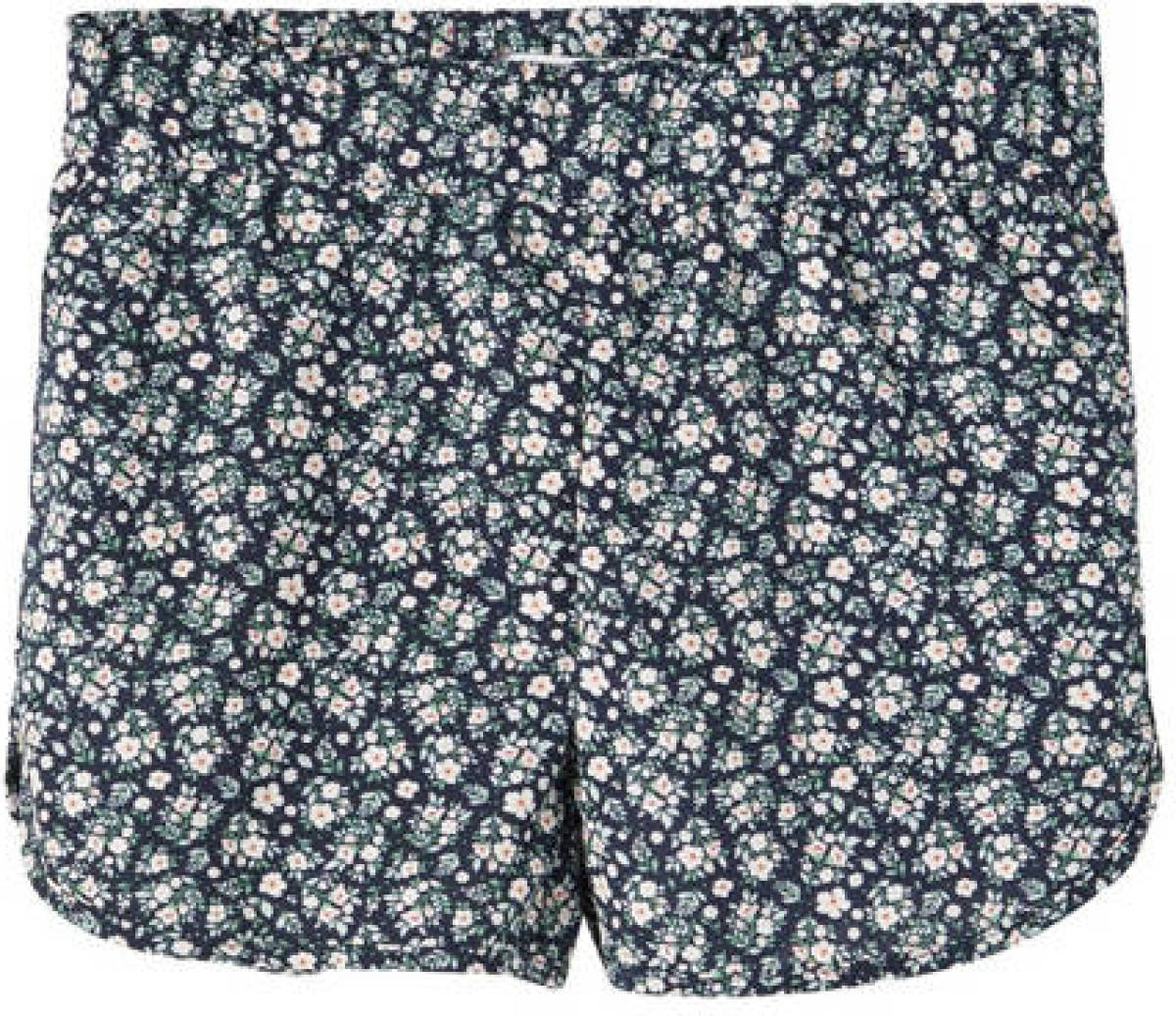 NAME IT KIDS gebloemde regular fit short NKFVINAYA van gerecycled polyester donkerblauw