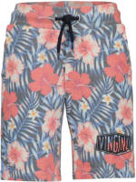 Vingino regular fit sweatshort Remo met all over print blauw/roze