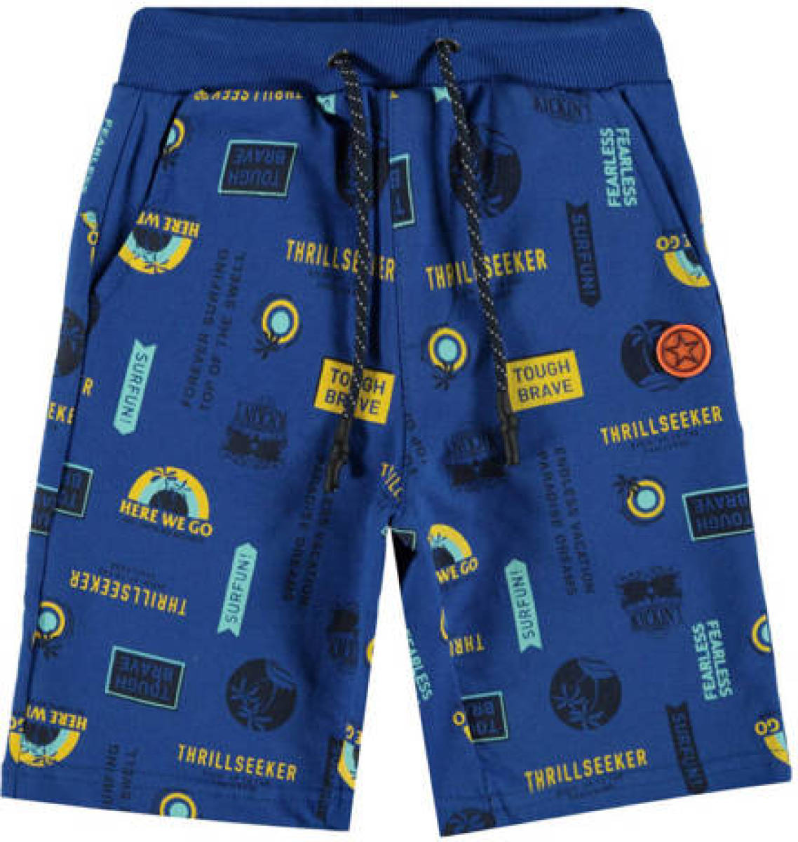 Orange Stars regular fit sweatshort met all over print blauw