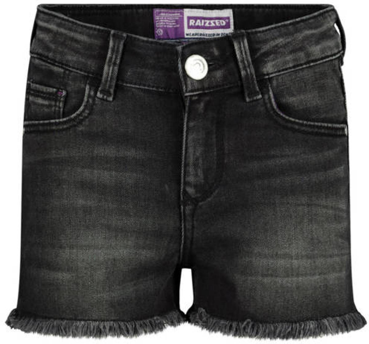 Raizzed high waist denim short Louisiana dark grey stone