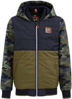 WE Fashion softshell jas tussen van gerecycled polyester kaki/donkerblauw