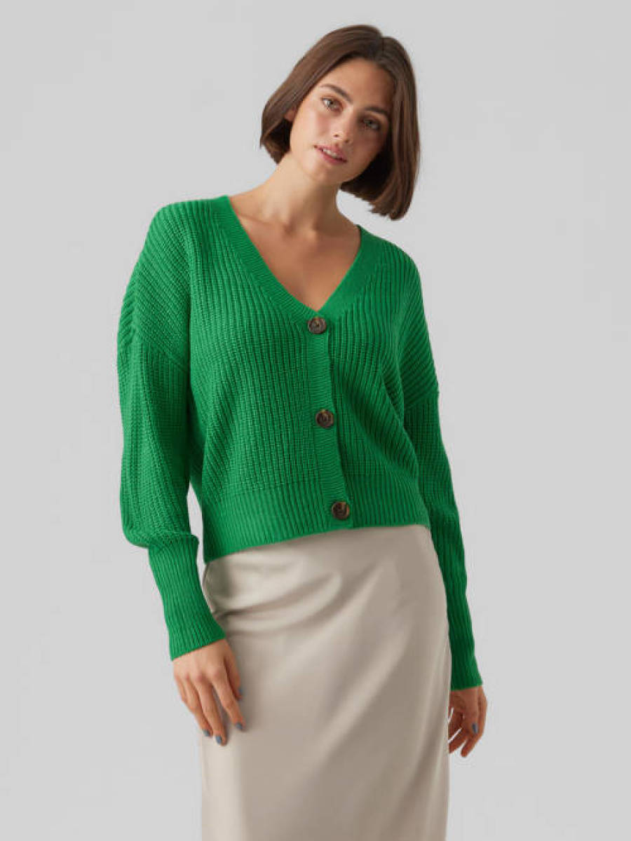 VERO MODA grofgebreid vest VMLEA groen
