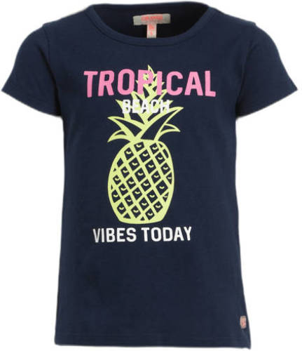 Orange Stars T-shirt Mandy tshirt pineapple met printopdruk navy