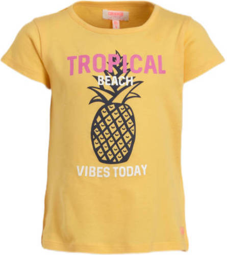 Orange Stars T-shirt Mandy tshirt pineapple met printopdruk yellow