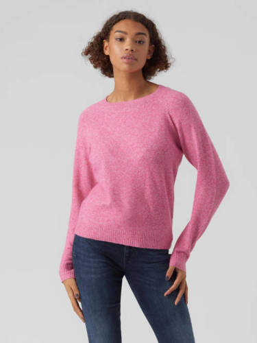 VERO MODA gebreide trui VMDOFFY van gerecycled polyester roze