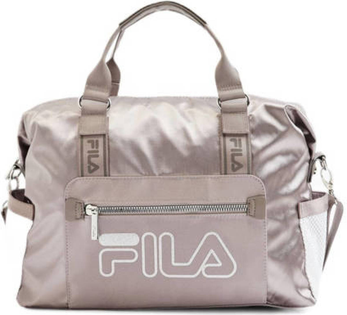 Fila glimmende handtas met logo taupe
