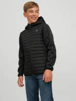 Jack & Jones JUNIOR gewatteerde tussenjas JJEMULTI met logo zwart