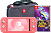 Nintendo Switch Lite Koraal + Pokémon Violet + Bigben Beschermtas