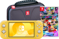 Nintendo Switch Lite Geel + Mario Kart 8 Deluxe + Bigben Beschermtas