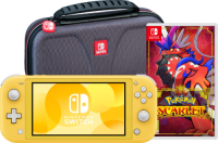 Nintendo Switch Lite Geel + Pokémon Scarlet + Bigben Beschermtas