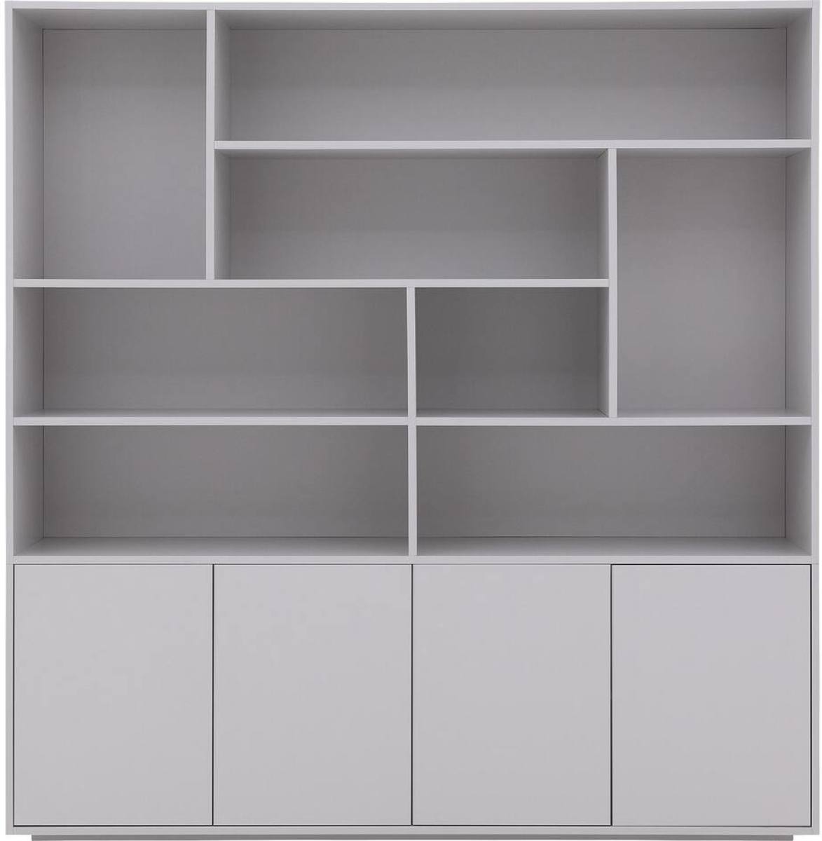Goossens Basic Buffetkast Madrid, 4 dichte deuren 8 open vakken, bruin melamine, 184 x 191 x 45 cm, elegant chic
