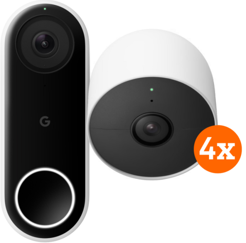 Google Nest Hello Doorbell + Google Nest Cam 4-pack