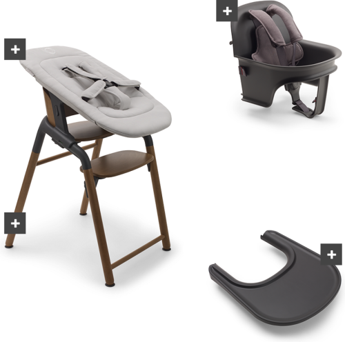 Bugaboo Giraffe Compleet + Newborn Set + Eetblad - Warm Wood/Grey