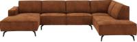 Goossens Basic Hoekbank Hercules bruin, microvezel, 2,5-zits, modern design met ligelement rechts