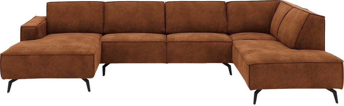Goossens Basic Hoekbank Hercules bruin, microvezel, 2,5-zits, modern design met ligelement rechts