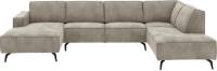 Goossens Basic Hoekbank Hercules grijs, microvezel, 2-zits, modern design met ligelement rechts