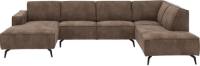 Goossens Basic Hoekbank Hercules bruin, microvezel, 2-zits, modern design met ligelement rechts