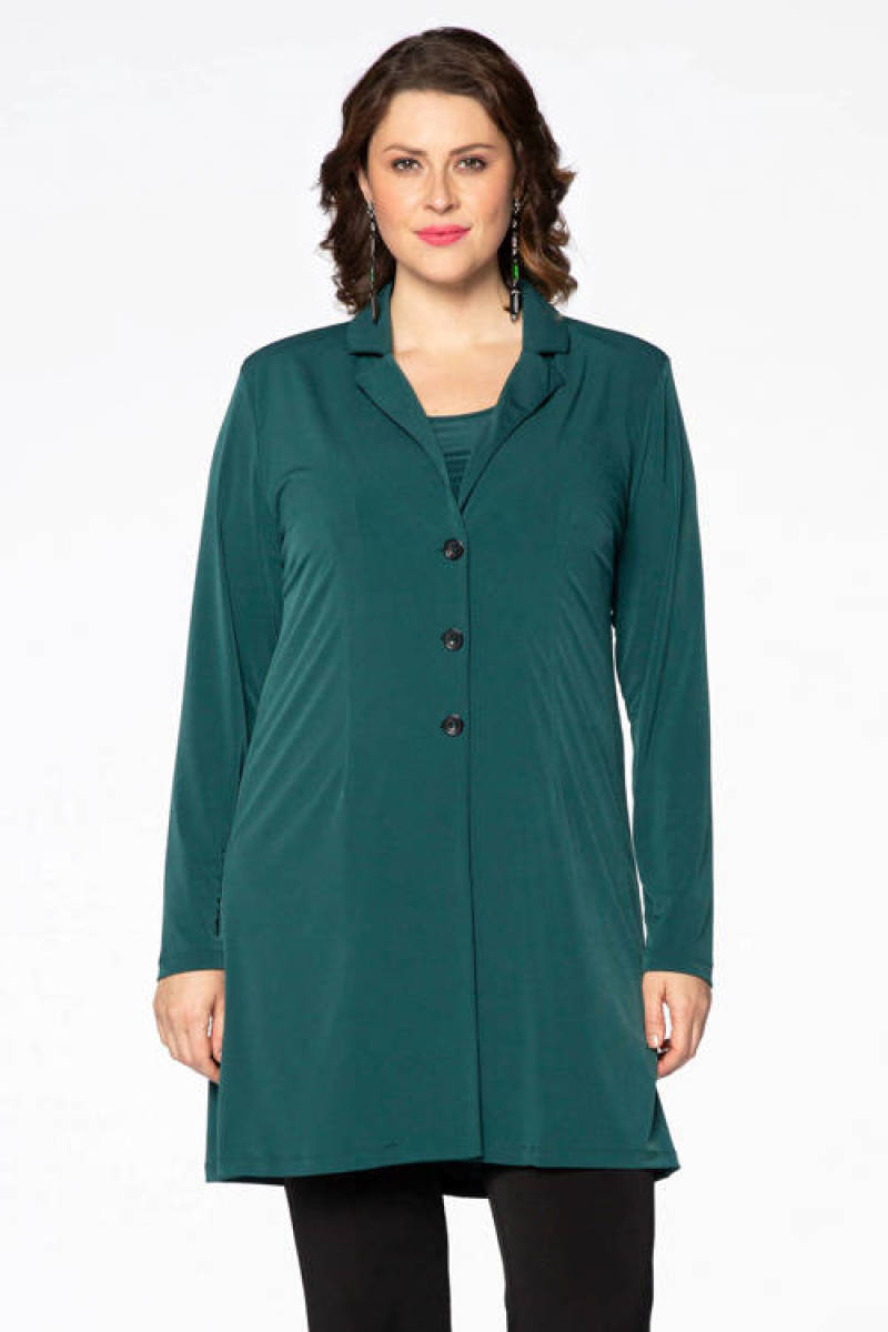 Yoek blazer van travelstof DOLCE donkergroen