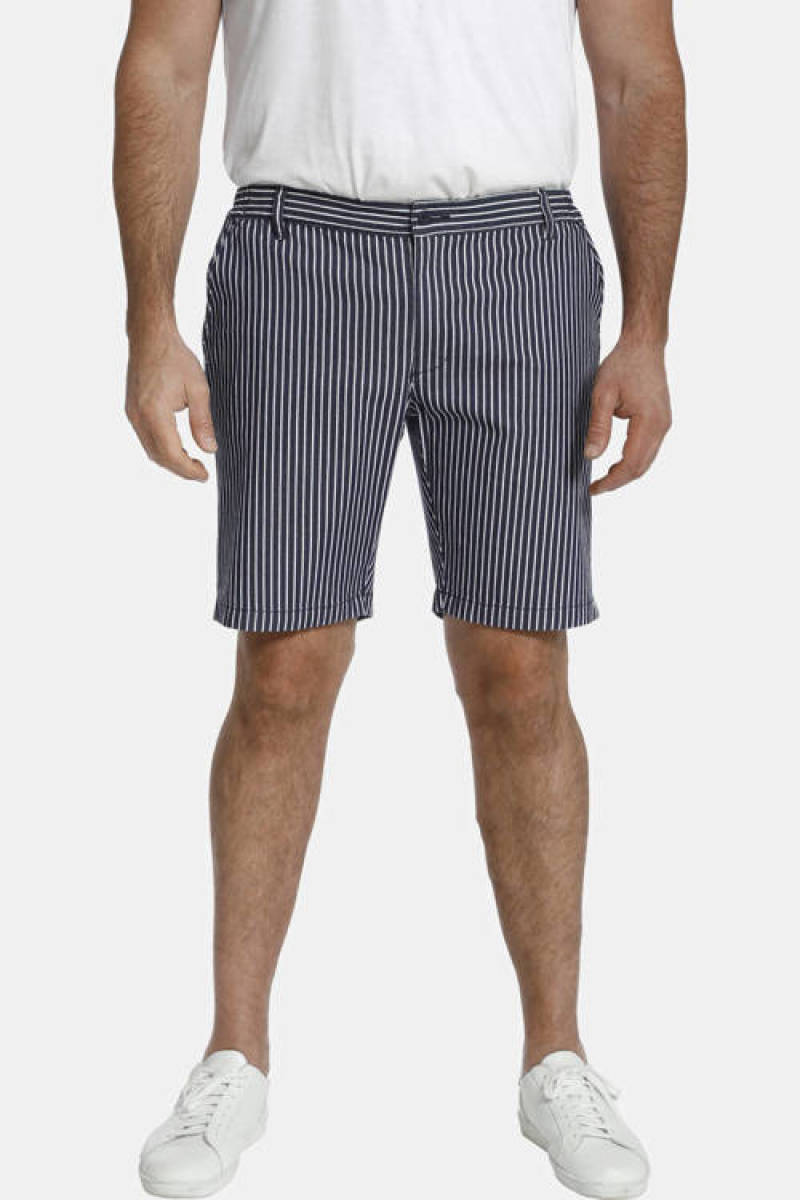Charles Colby gestreepte loose fit chino short BARON IKE Plus Size blauw/wit