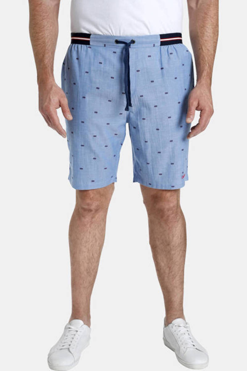 Charles Colby loose fit short BARON KELLAN Plus Size met all over print lichtblauw